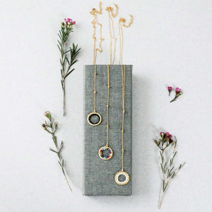 Black Spinel, Rainbow Gemstone and Pearl Halo Y Pendants