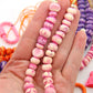 Mixed Party Bright Bone Beads: Hand Carved Assortment, Pink, Orange, Purple, 10-12mm