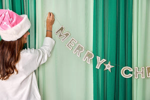 Merry Christmas Gold Shimmer Banner (Reusable Garland)