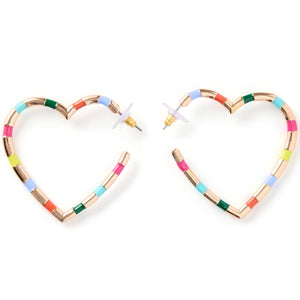 Rainbow Heart Hoop Earrings