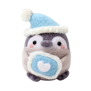 Sleepy Penguin Needle Felting Kit. Wizardi DIY Wool Craft Kit F07N8-W115