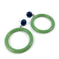Navy & Sage Green Go Go Hoop Donut Drop Earrings