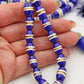 Bone Beads: Navy Barrel Tube Beads w/ White & Gold Stripes, 7x12mm