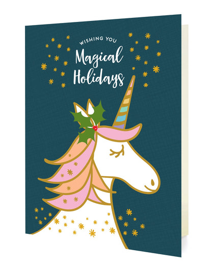 Magical Unicorn Custom Folded Paper Holiday Card
