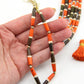 Orange & Olive Brown Barrel Bicone Bone Beads, 6x25mm, 8 pieces