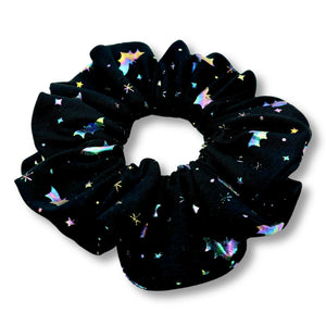 Holographic Bats Halloween Scrunchie