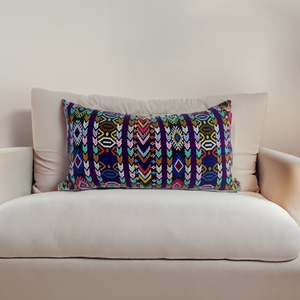 Up-cycled Pueblo Lumbar Pillow Huipil One-of-a-Kind Cover - Guatemala