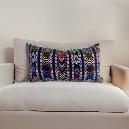 Up-cycled Pueblo Lumbar Pillow Huipil One-of-a-Kind Cover - Guatemala
