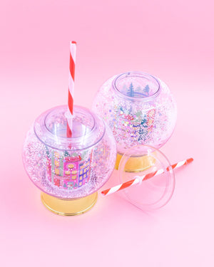 Holiday Village Snow Globe Novelty Sipper (Christmas Cup - set of 1, 6, or 12)