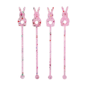 Confetti Bunny Acrylic Drink Stirrers (4 ct)