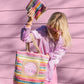 Smiley Woven Rainbow Tote