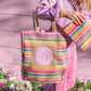 Smiley Woven Rainbow Tote