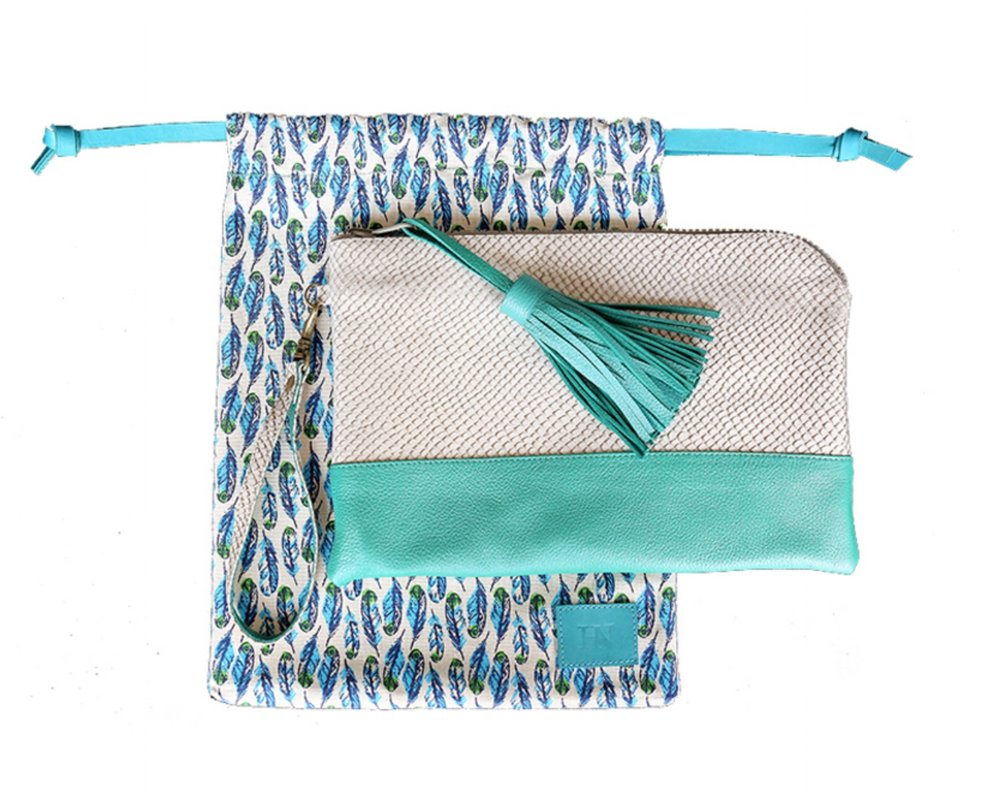 Pearl Snakeskin Clutch
