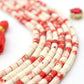 Peppermint Valentine: Bone Spacer Beads, 5x4mm White & Red Heishi Discs