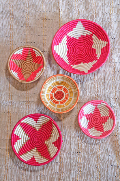 Petra Pink African Basket Collection, from Rwanda, Set of 5