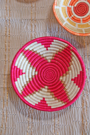 Petra Pink African Basket Collection, from Rwanda, Set of 5