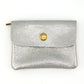 Metallic Italian Leather Coin Purse, 3 Compartments, Zipper Pocket