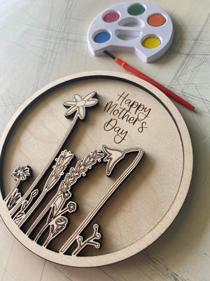 Mother's Day Wildflowers Craft Kit - Wood Canvas + Watercolor