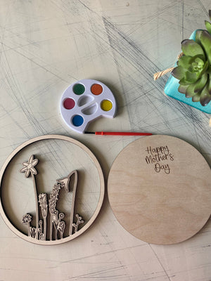 Mother's Day Wildflowers Craft Kit - Wood Canvas + Watercolor
