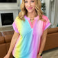 Lizzy Cap Sleeve Top in Ombre Rainbow