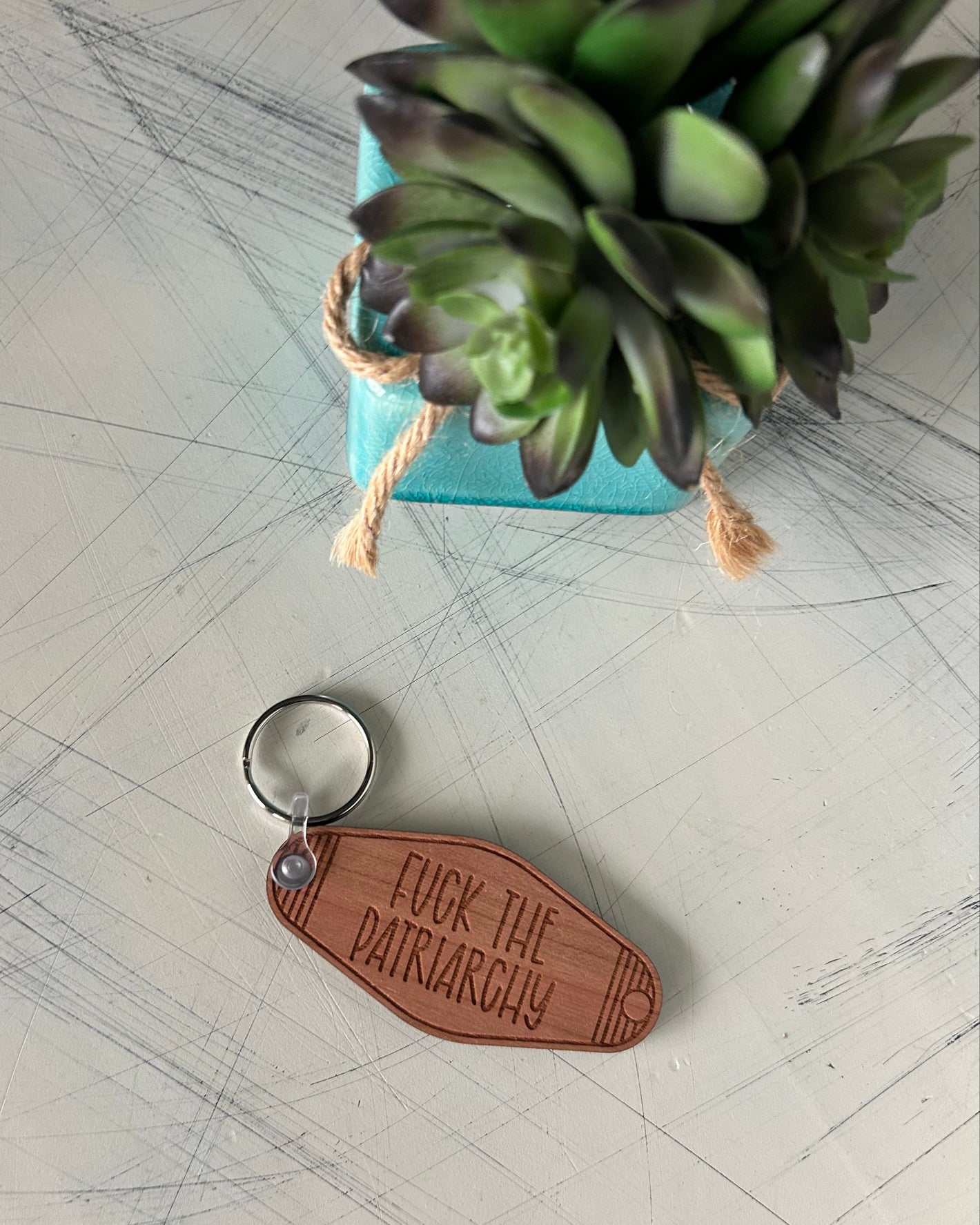 Fuck the Patriarchy - Wood Motel-style Keychain