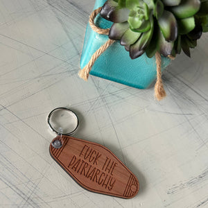 Fuck the Patriarchy - Wood Motel-style Keychain