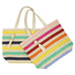 Women's Pom Tassel Multi Color Striped Straw Crochet Tote Bag