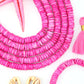 Bright Pink Bone Heishi Disc Beads, 7mm, 100 beads