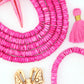 Bright Pink Bone Heishi Disc Beads, 7mm, 100 beads