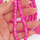 Bright Pink Bone Heishi Disc Beads, 7mm, 100 beads