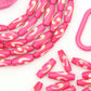 Pink Comma Barrels: Hand Painted Bone Beads, 6x18mm, 12 pieces