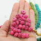 Hand Carved Melon Rondelle Bone Beads,12mm, Pink, Green, 25 pieces