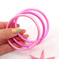 Pink Set Thai Buddhist Temple Bracelets, Mantra Bangle, Thick, Sizes Available