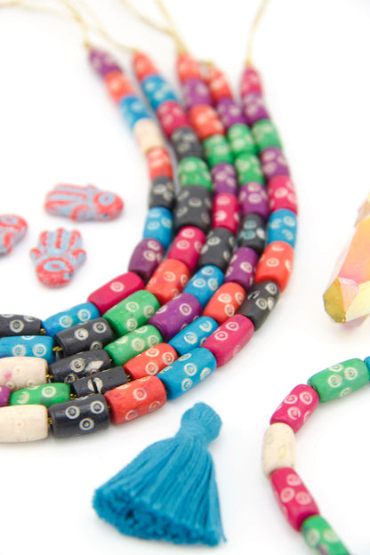 7x12mm Multi Color Natural Barrel Beads for Friendship Bracelets