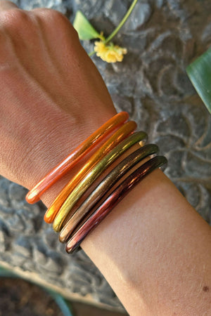 Pumpkin Spice Latte Thai Buddhist Temple Bracelets, Mantra Bangle, Thick, Sizes Available