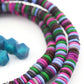 8mm Purple, Green Multi Color Natural Heishi Spacer Beads, Long Necklace