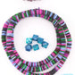 8mm Purple, Green Multi Color Natural Heishi Spacer Beads, Long Necklace