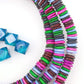8mm Purple, Green Multi Color Natural Heishi Spacer Beads, Long Necklace