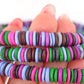 8mm Purple, Green Multi Color Natural Heishi Spacer Beads, Long Necklace