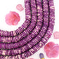 12mm Heishi Purple & White Speckled Bone Beads: Disc Spacers, 85 beads
