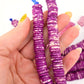 12mm Heishi Purple & White Speckled Bone Beads: Disc Spacers, 85 beads