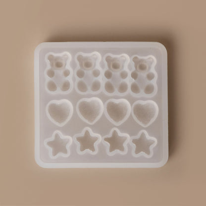 Resin Craft Sugared Texture Gummy Bears Hearts and Stars Clear Silicone Mold