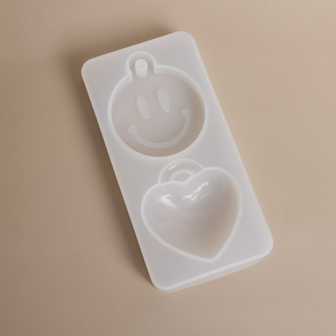 Resin Craft Happy Face and Puffy Heart Large Pendants Silicone Mold