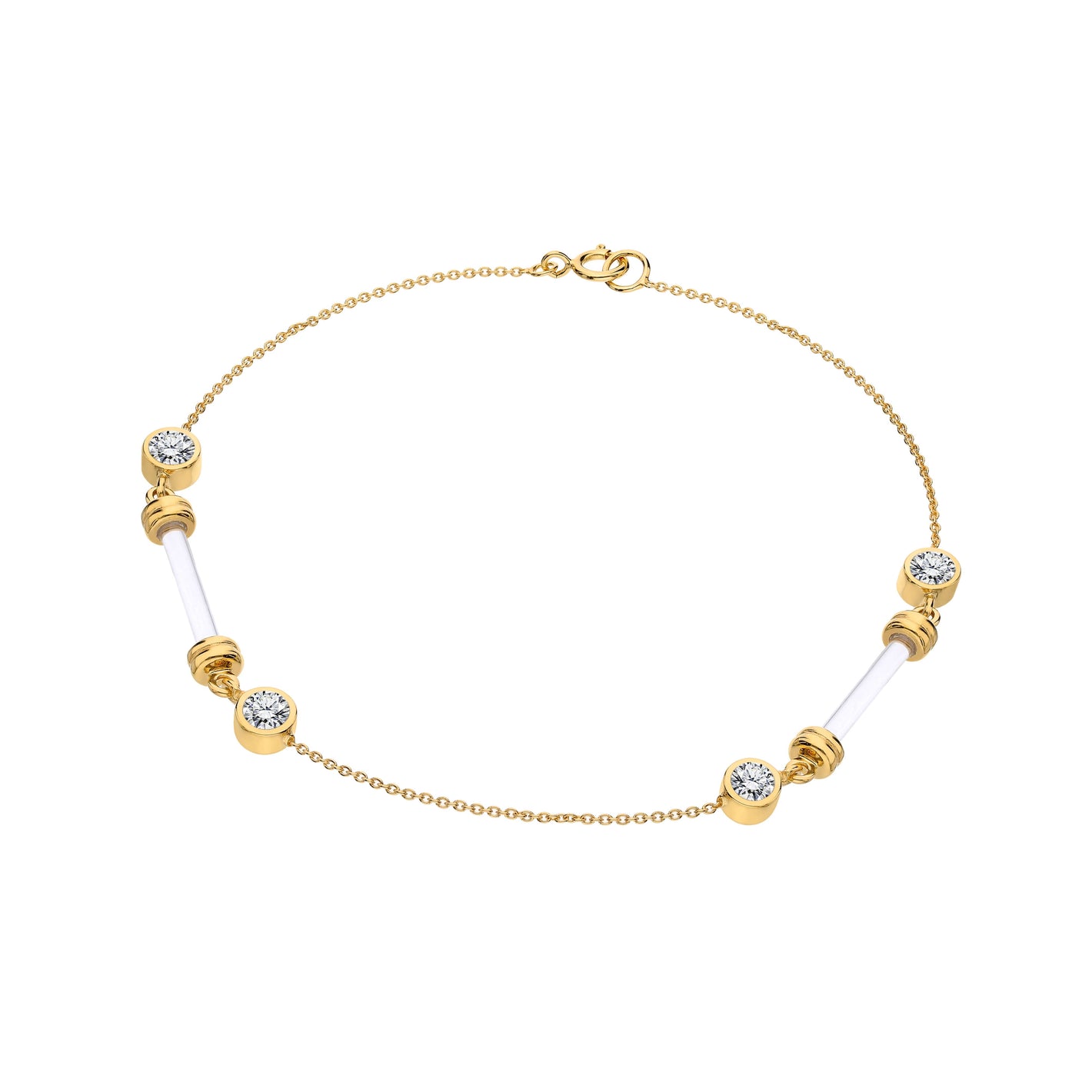 Ultra Dainty Bar and CZ Lucite Bracelet
