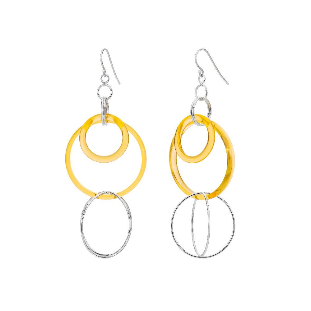Lucite and Silver Axis Drop Earrings