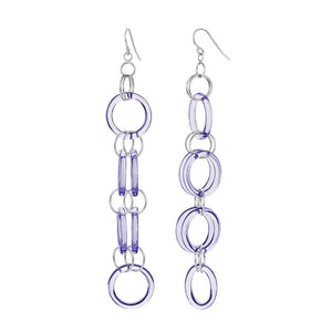Purple Circle Links Drop and Dangle Earrings