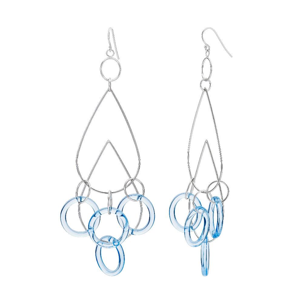 Blue and Silver Rain Drop Dangle Earrings