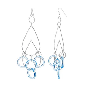 Blue and Silver Rain Drop Dangle Earrings