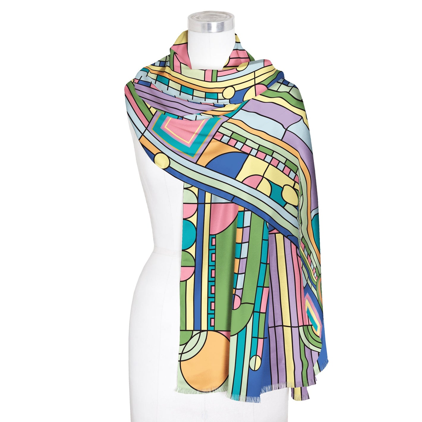 Frank Lloyd Wright Saguaro Forms Silk Blend Shawl – Lightweight & Elegant Evening Wrap