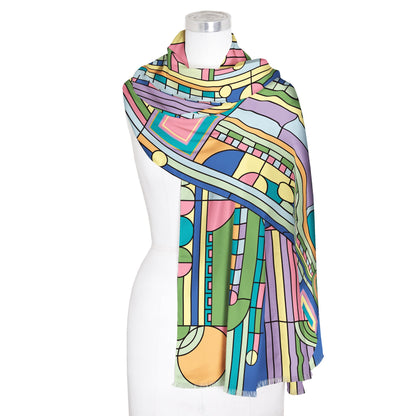 Frank Lloyd Wright Saguaro Forms Silk Blend Shawl – Lightweight & Elegant Evening Wrap